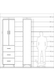 Arges Dolap 4 Raflı 3 Çekmeceli 2 Kapaklı 60x30x243 - S32M070V6A