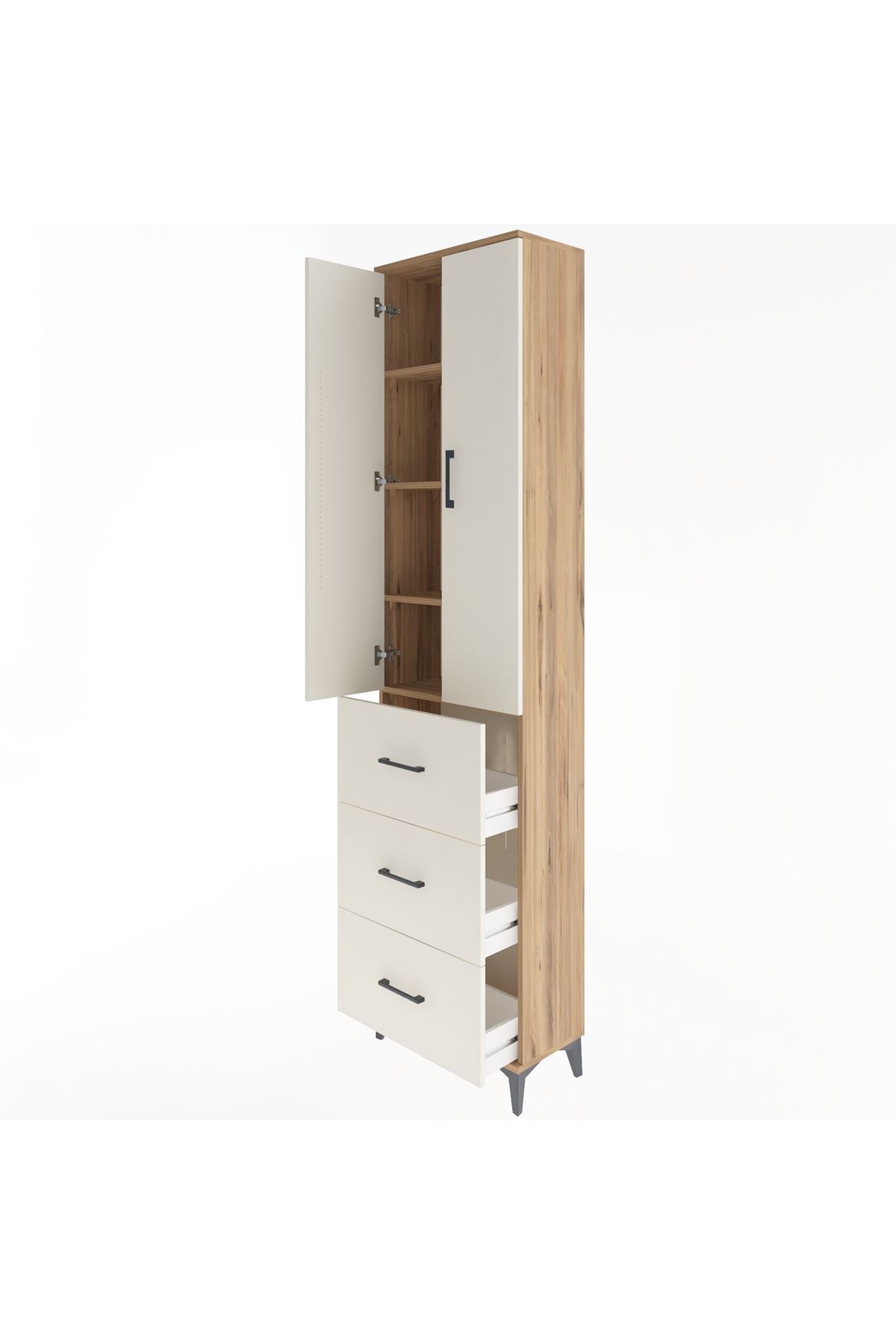 Arges Dolap 4 Raflı 3 Çekmeceli 2 Kapaklı 60x30x243 - S32M070V7A