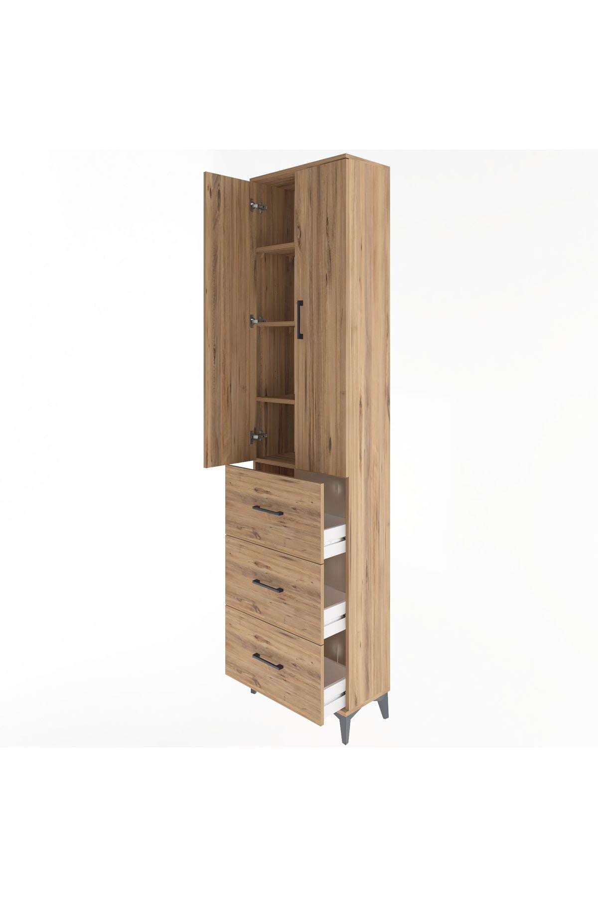 Arges Dolap 4 Raflı 3 Çekmeceli 2 Kapaklı 60x30x243 - S32M070V9A