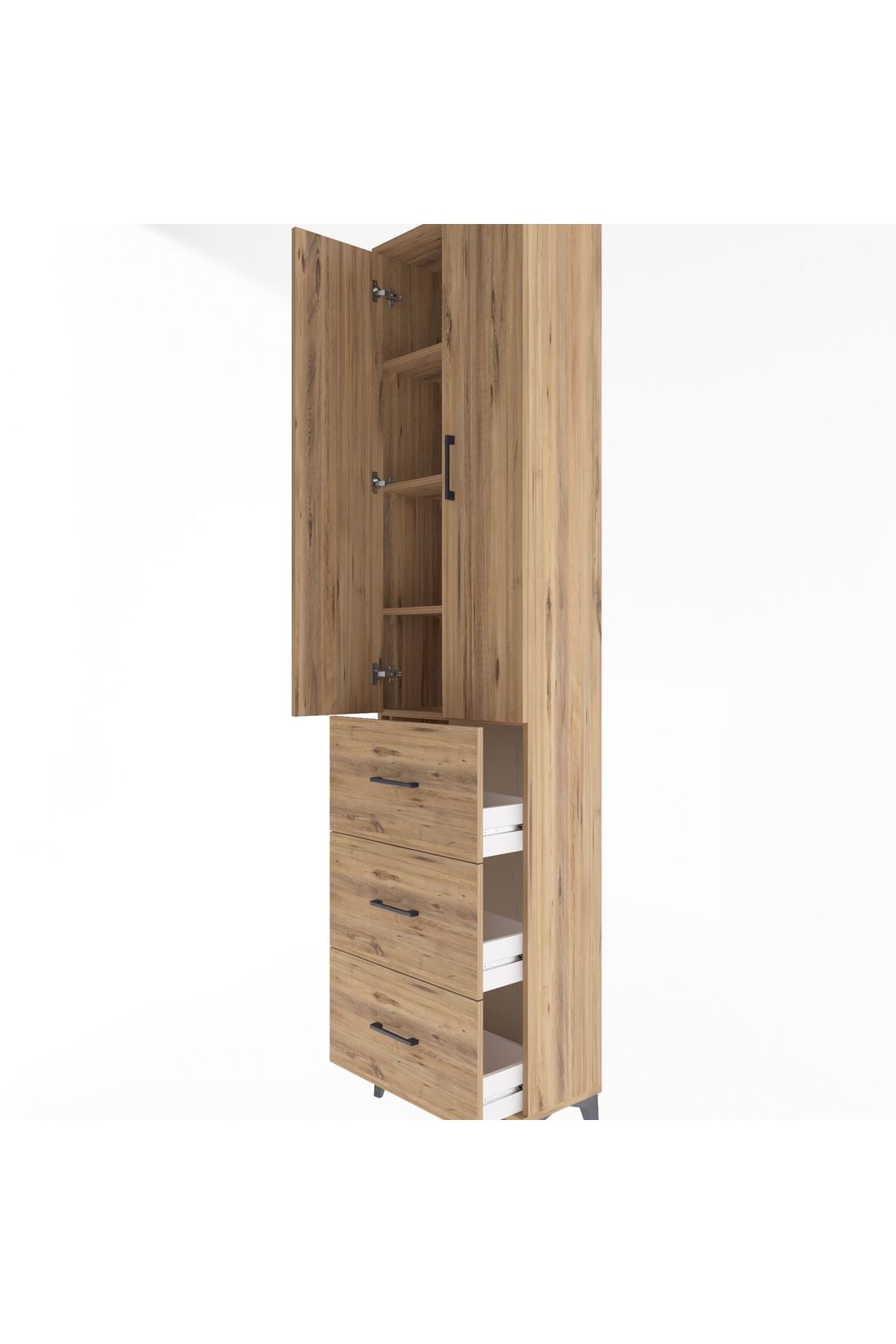 Arges Dolap 4 Raflı 3 Çekmeceli 2 Kapaklı 60x30x243 - S32M070V9A
