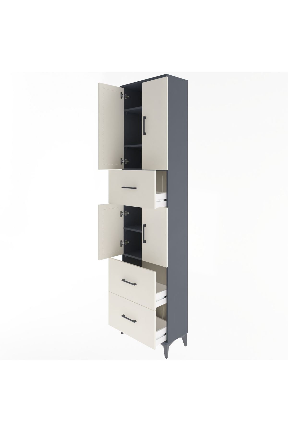 Arges Dolap 5 Raflı 3 Çekmeceli 4 Kapaklı 60x30x243 - S32M071V4A