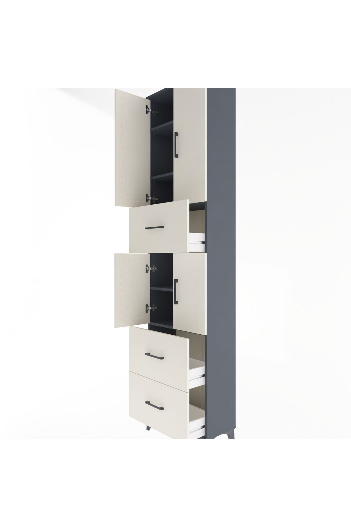 Arges Dolap 5 Raflı 3 Çekmeceli 4 Kapaklı 60x30x243 - S32M071V4A
