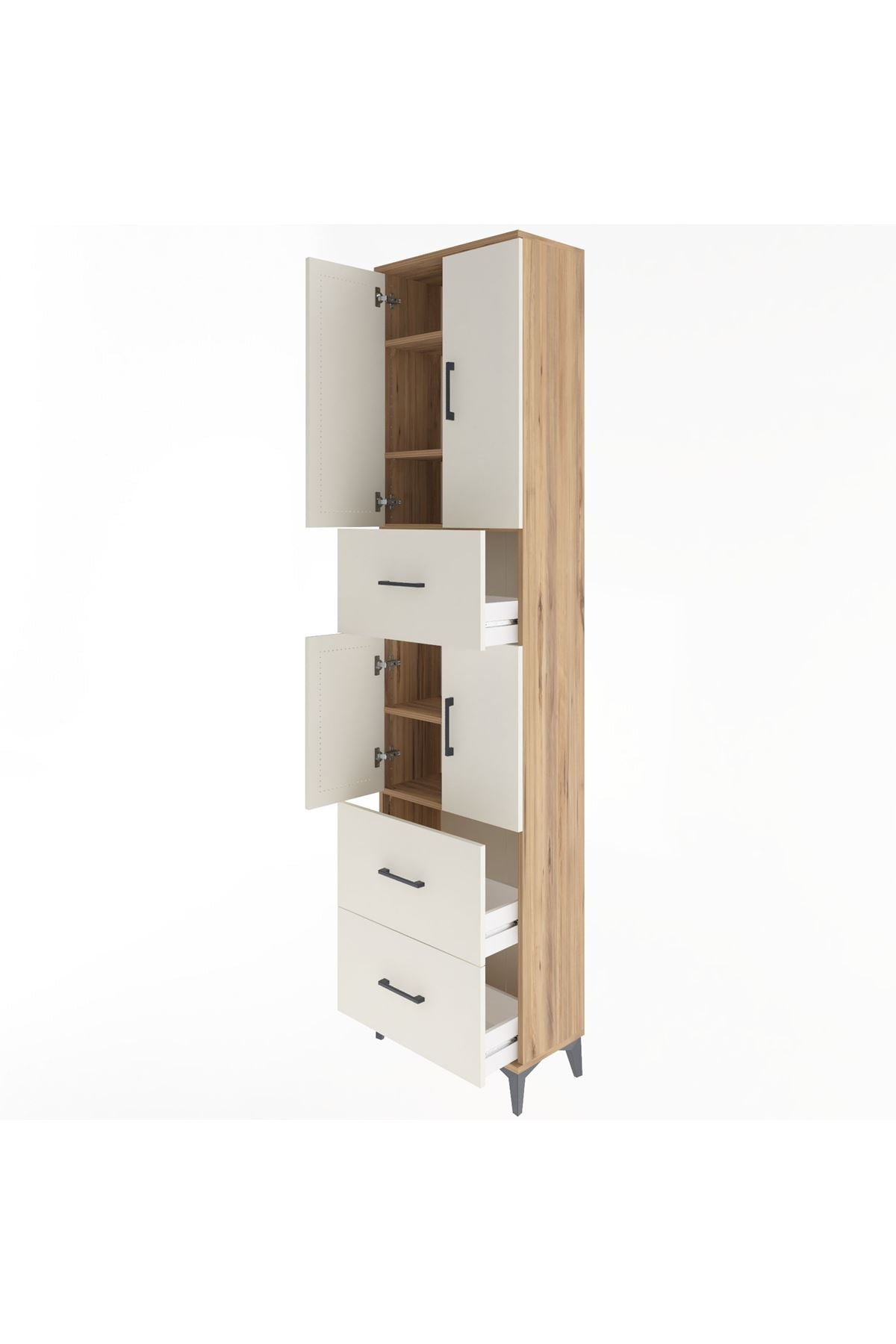 Arges Dolap 5 Raflı 3 Çekmeceli 4 Kapaklı 60x30x243 - S32M071V7A