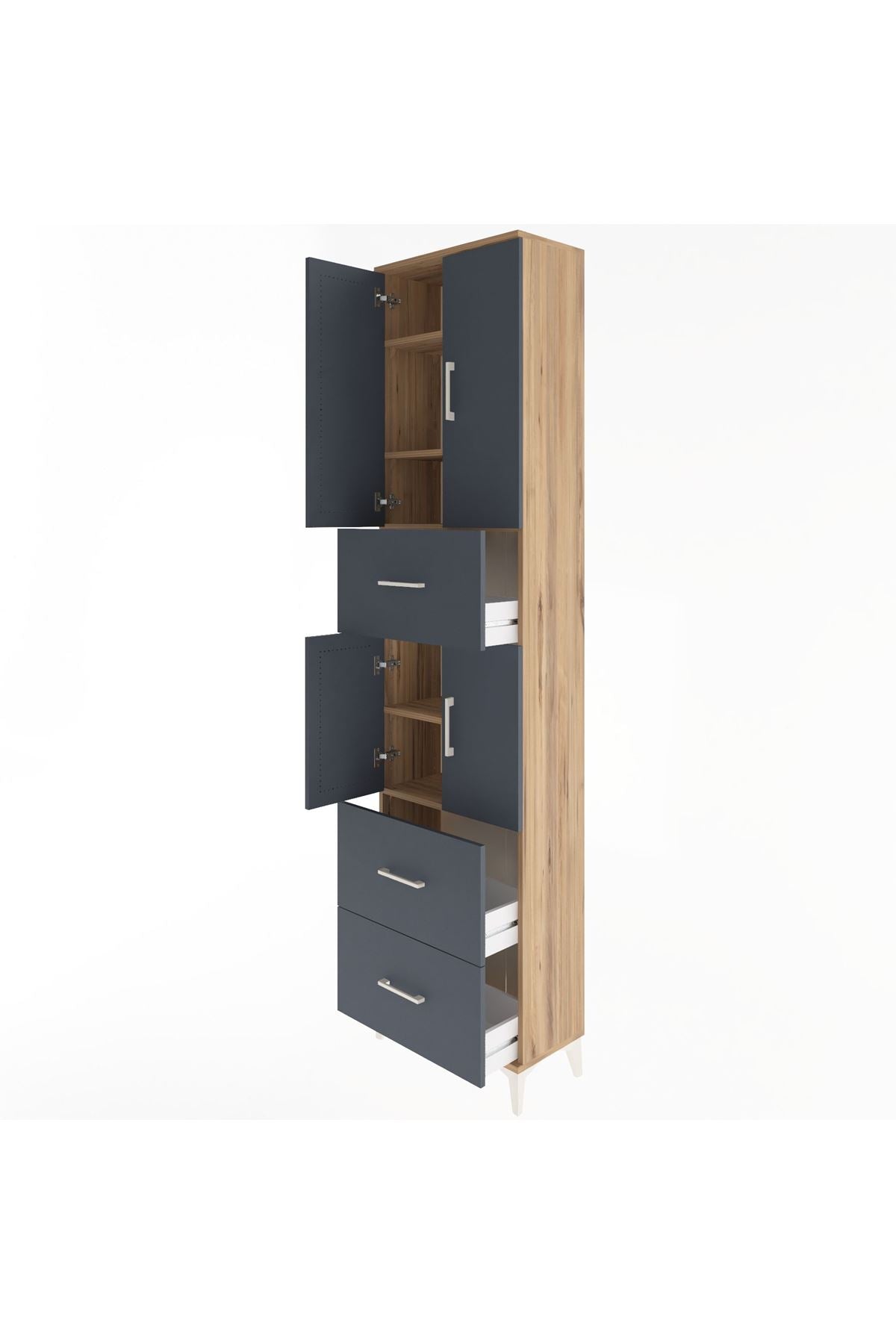 Arges Dolap 5 Raflı 3 Çekmeceli 4 Kapaklı 60x30x243 - S32M071V8A