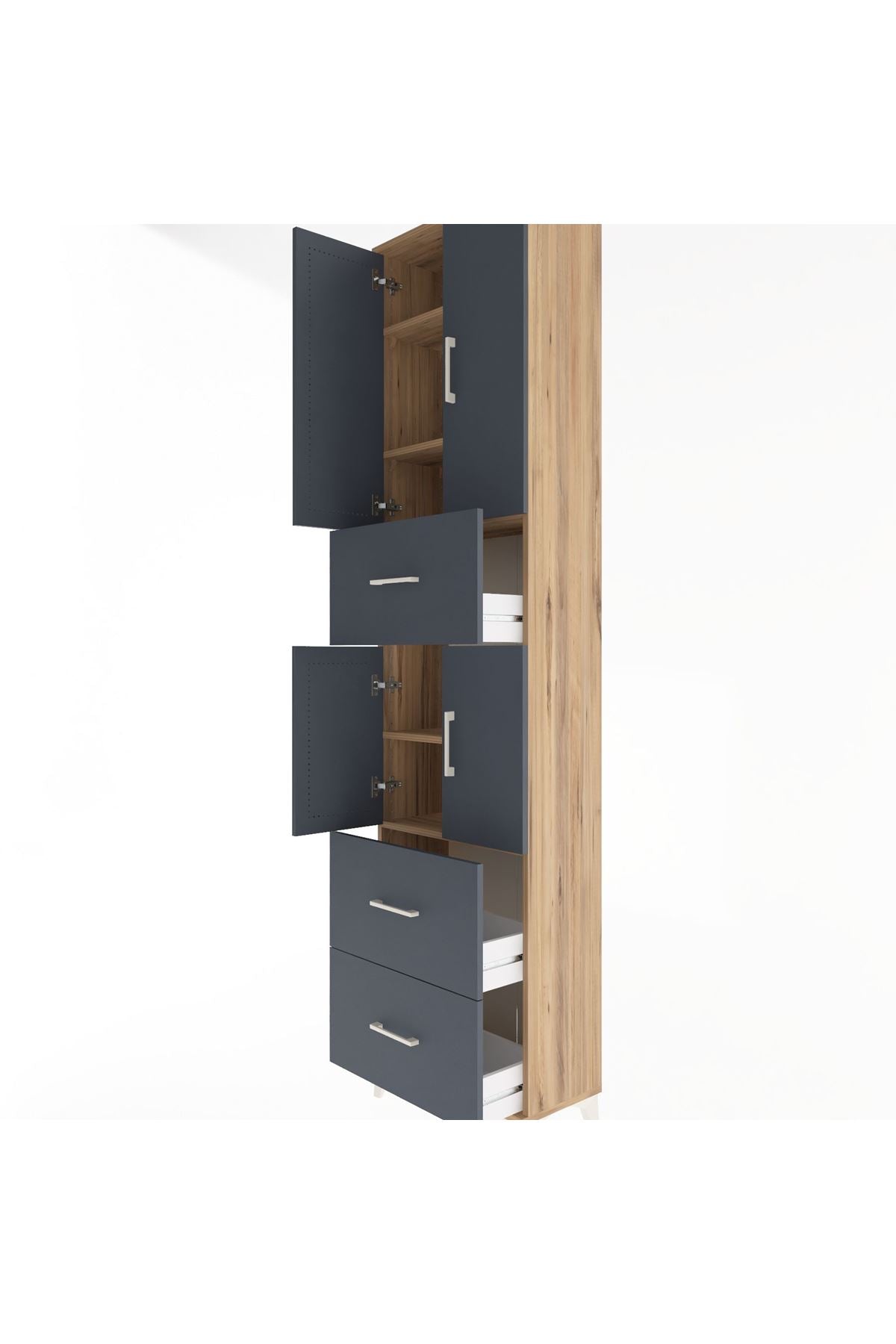Arges Dolap 5 Raflı 3 Çekmeceli 4 Kapaklı 60x30x243 - S32M071V8A