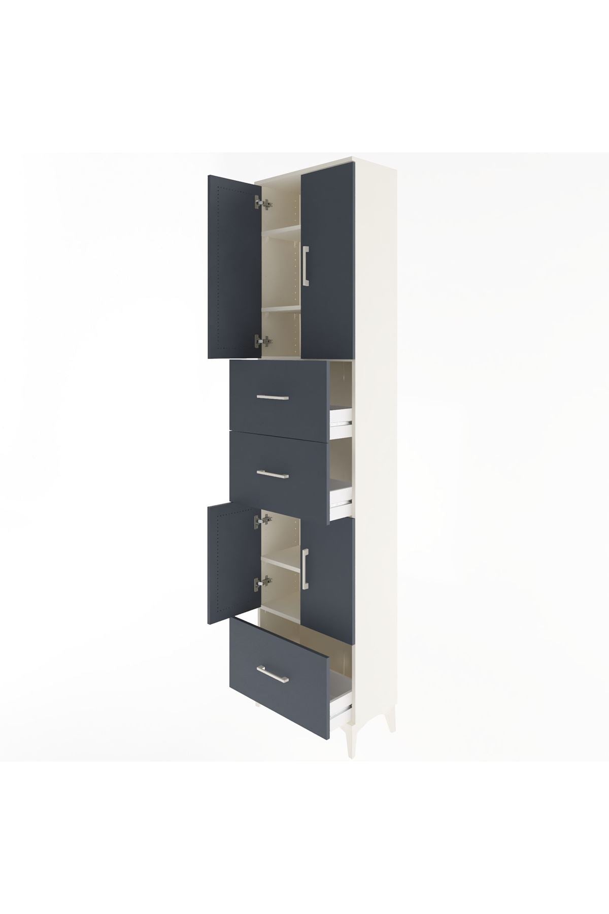 Arges Dolap 5 Raflı 3 Çekmeceli 4 Kapaklı 60x30x243 - S32M072V2A