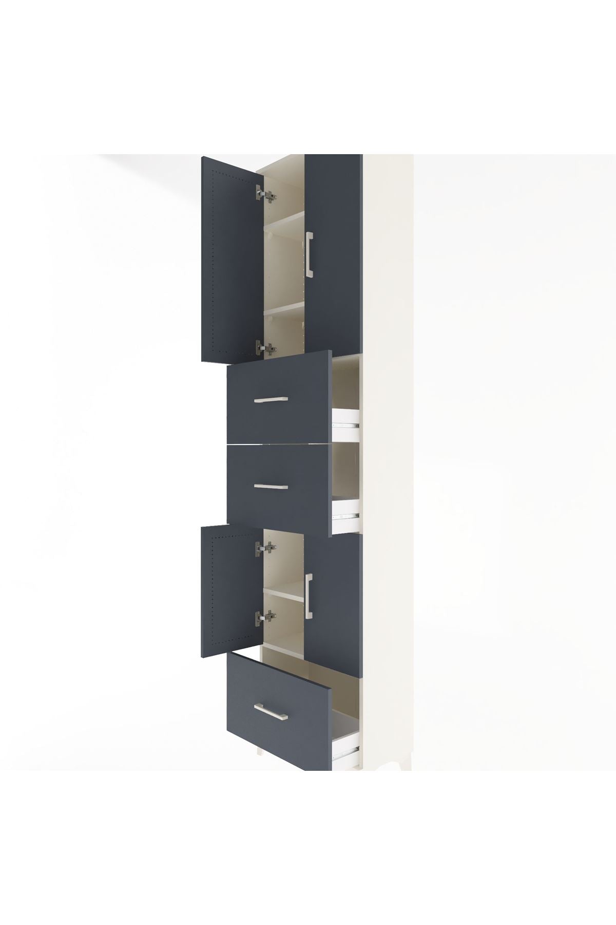 Arges Dolap 5 Raflı 3 Çekmeceli 4 Kapaklı 60x30x243 - S32M072V2A