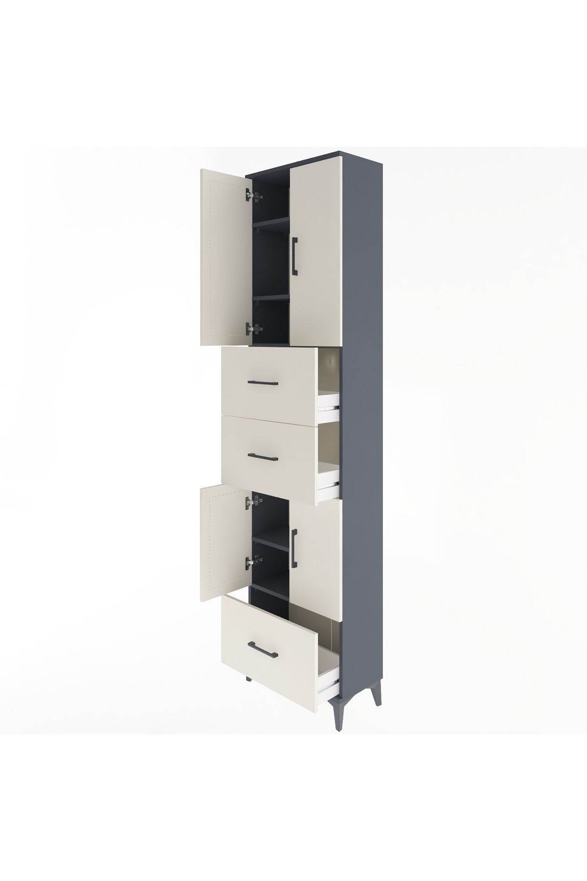 Arges Dolap 5 Raflı 3 Çekmeceli 4 Kapaklı 60x30x243 - S32M072V4A