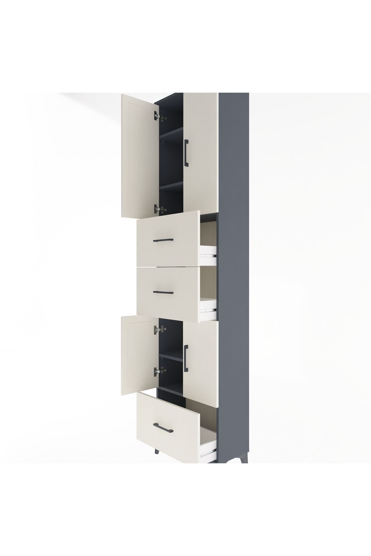 Arges Dolap 5 Raflı 3 Çekmeceli 4 Kapaklı 60x30x243 - S32M072V4A