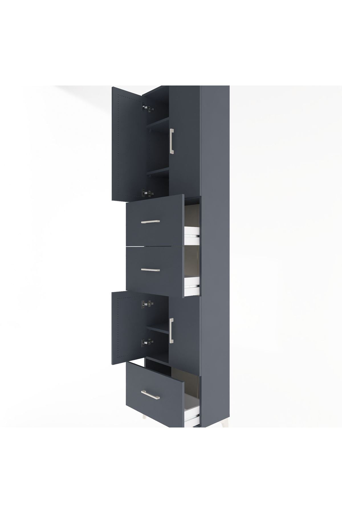 Arges Dolap 5 Raflı 3 Çekmeceli 4 Kapaklı 60x30x243 - S32M072V5A