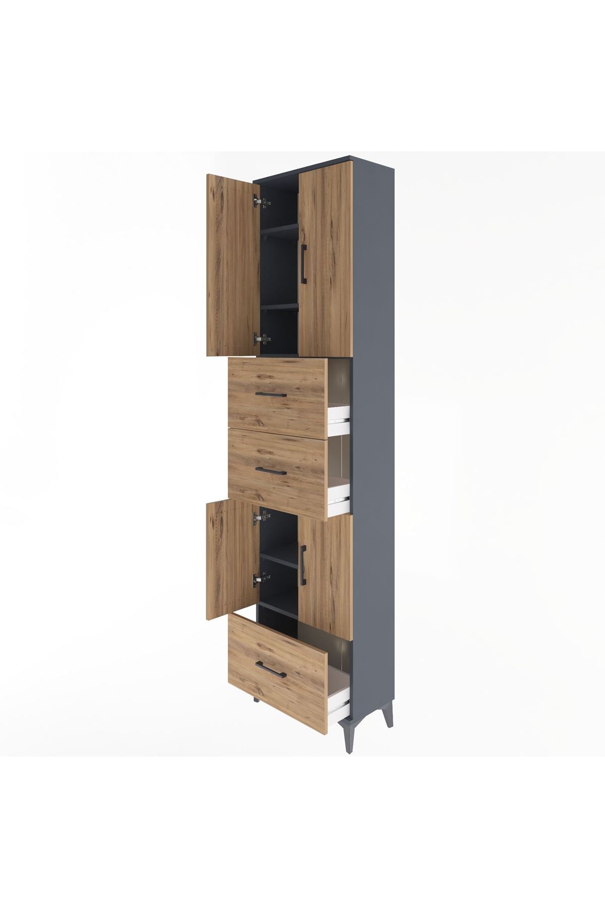 Arges Dolap 5 Raflı 3 Çekmeceli 4 Kapaklı 60x30x243 - S32M072V6A
