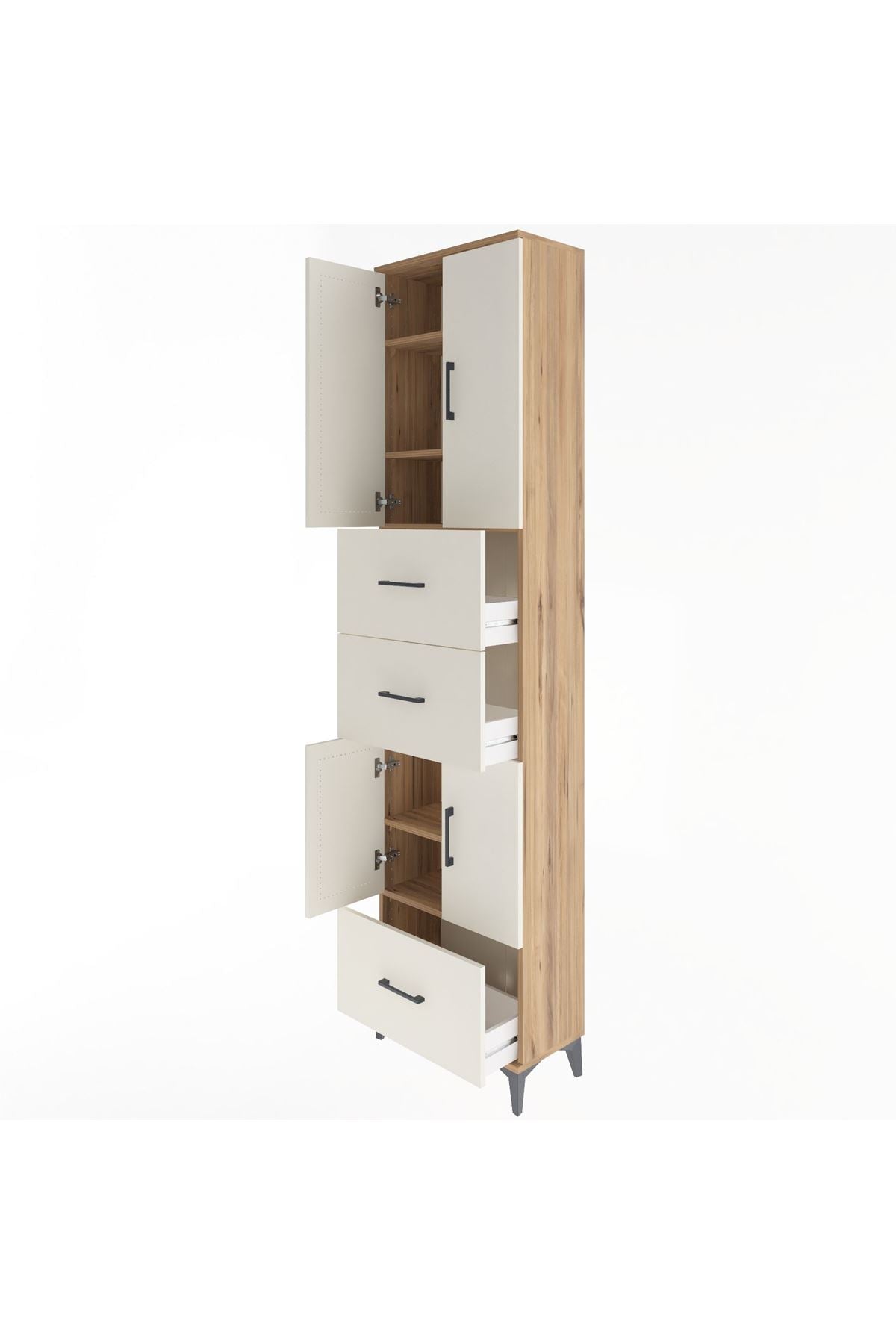 Arges Dolap 5 Raflı 3 Çekmeceli 4 Kapaklı 60x30x243 - S32M072V7A