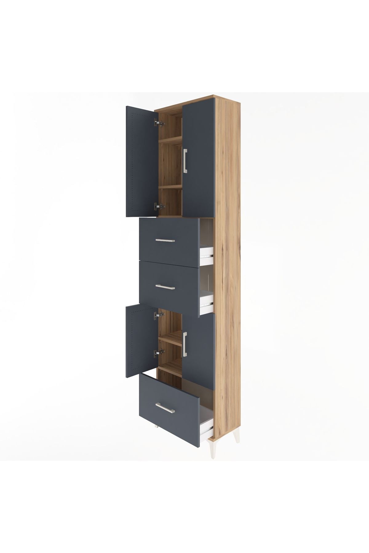 Arges Dolap 5 Raflı 3 Çekmeceli 4 Kapaklı 60x30x243 - S32M072V8A