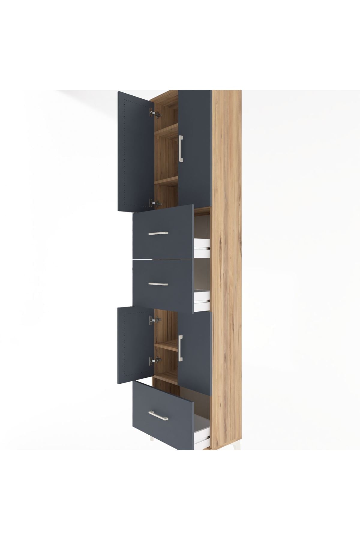 Arges Dolap 5 Raflı 3 Çekmeceli 4 Kapaklı 60x30x243 - S32M072V8A