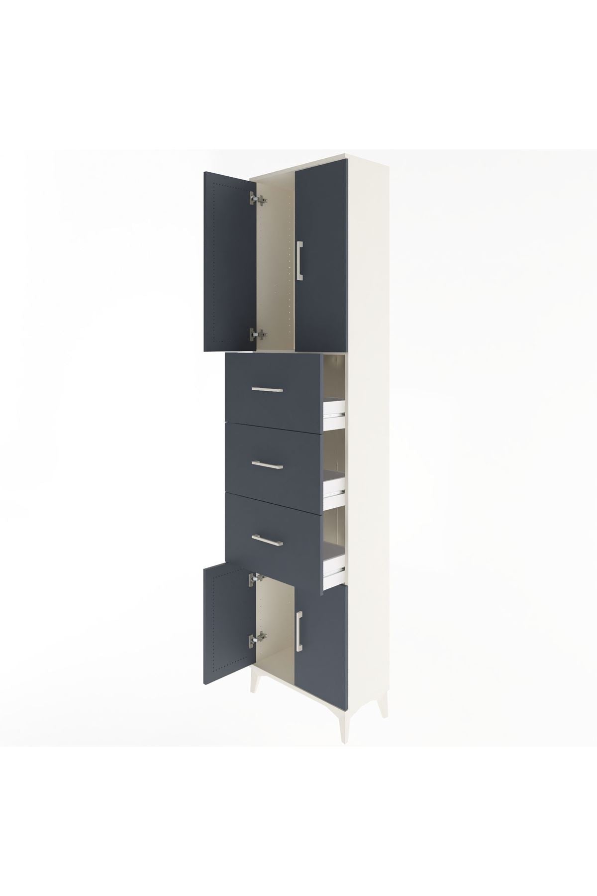 Arges Dolap Tek Raflı 3 Çekmeceli 4 Kapaklı 60x30x243 - S32M073V2A