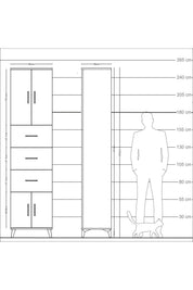 Arges Dolap Tek Raflı 3 Çekmeceli 4 Kapaklı 60x30x243 - S32M073V2A