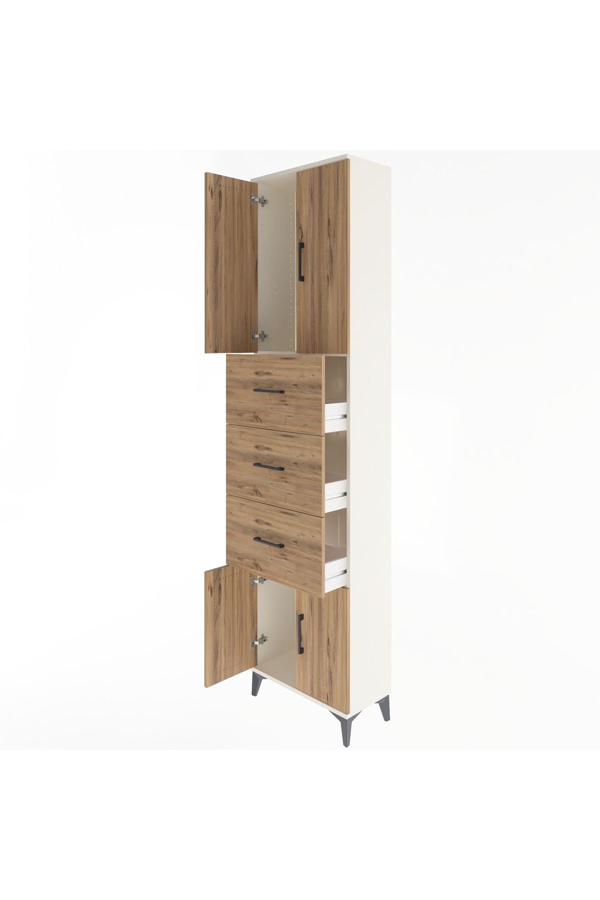 Arges Dolap Tek Raflı 3 Çekmeceli 4 Kapaklı 60x30x243 - S32M073V3A