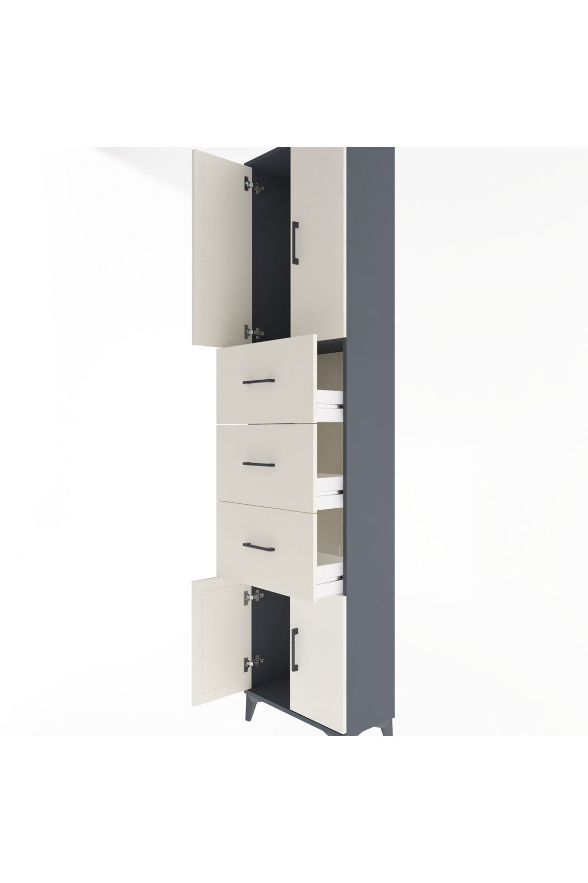 Arges Dolap Tek Raflı 3 Çekmeceli 4 Kapaklı 60x30x243 - S32M073V4A
