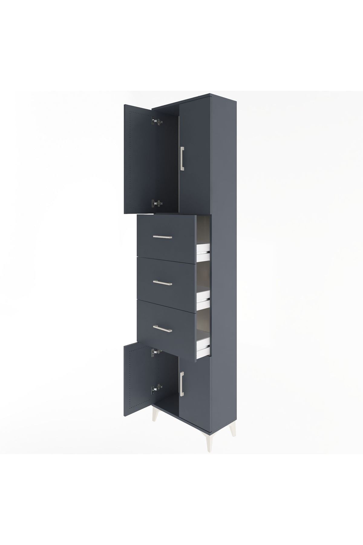 Arges Dolap Tek Raflı 3 Çekmeceli 4 Kapaklı 60x30x243 - S32M073V5A