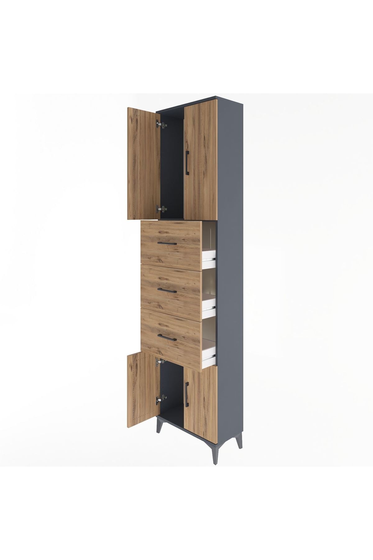Arges Dolap Tek Raflı 3 Çekmeceli 4 Kapaklı 60x30x243 - S32M073V6A