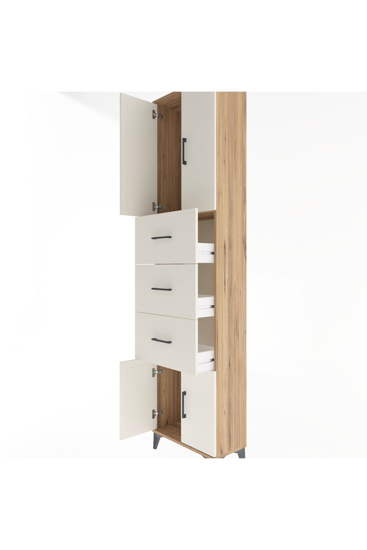Arges Dolap Tek Raflı 3 Çekmeceli 4 Kapaklı 60x30x243 - S32M073V7A