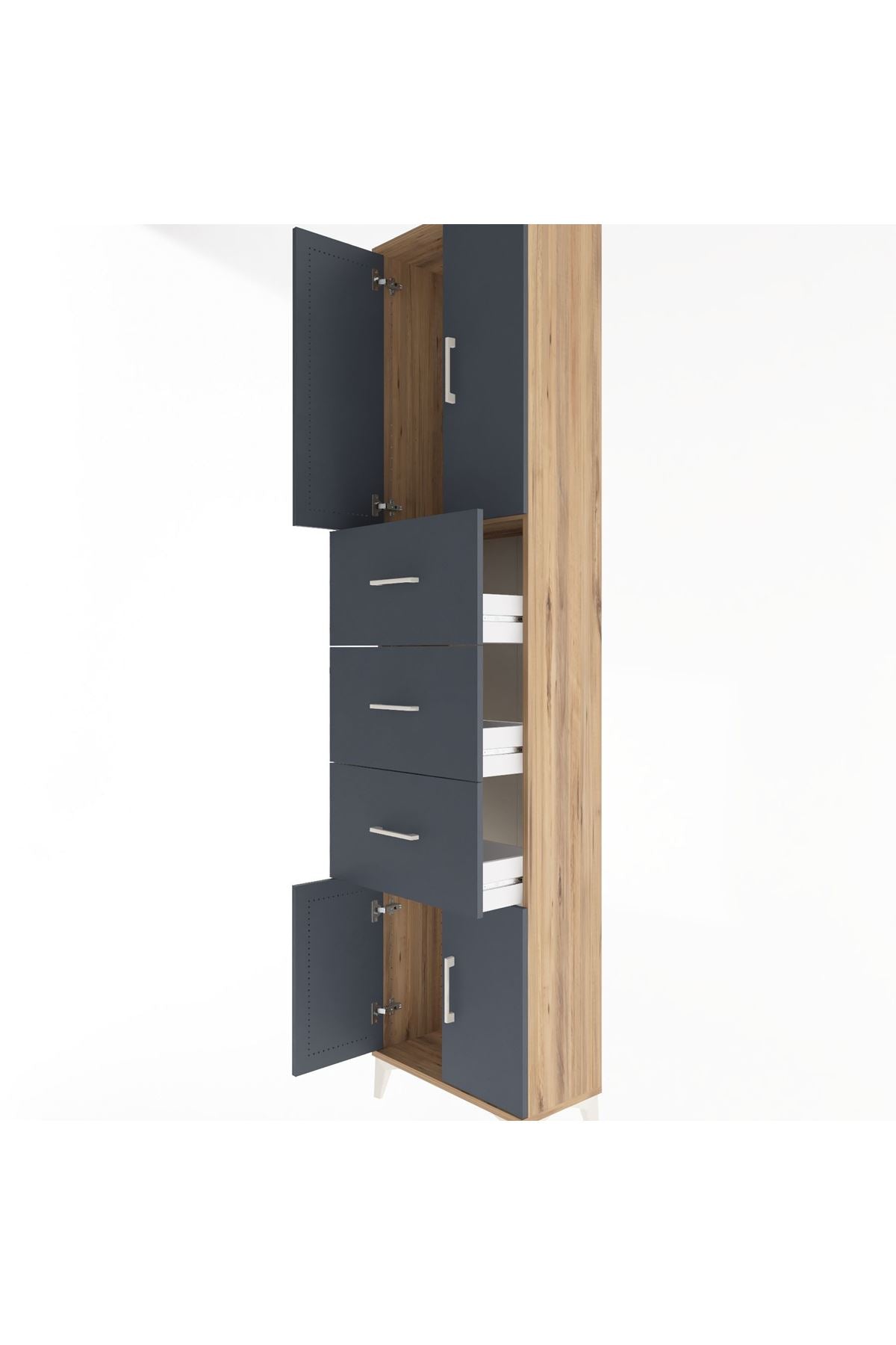 Arges Dolap Tek Raflı 3 Çekmeceli 4 Kapaklı 60x30x243 - S32M073V8A