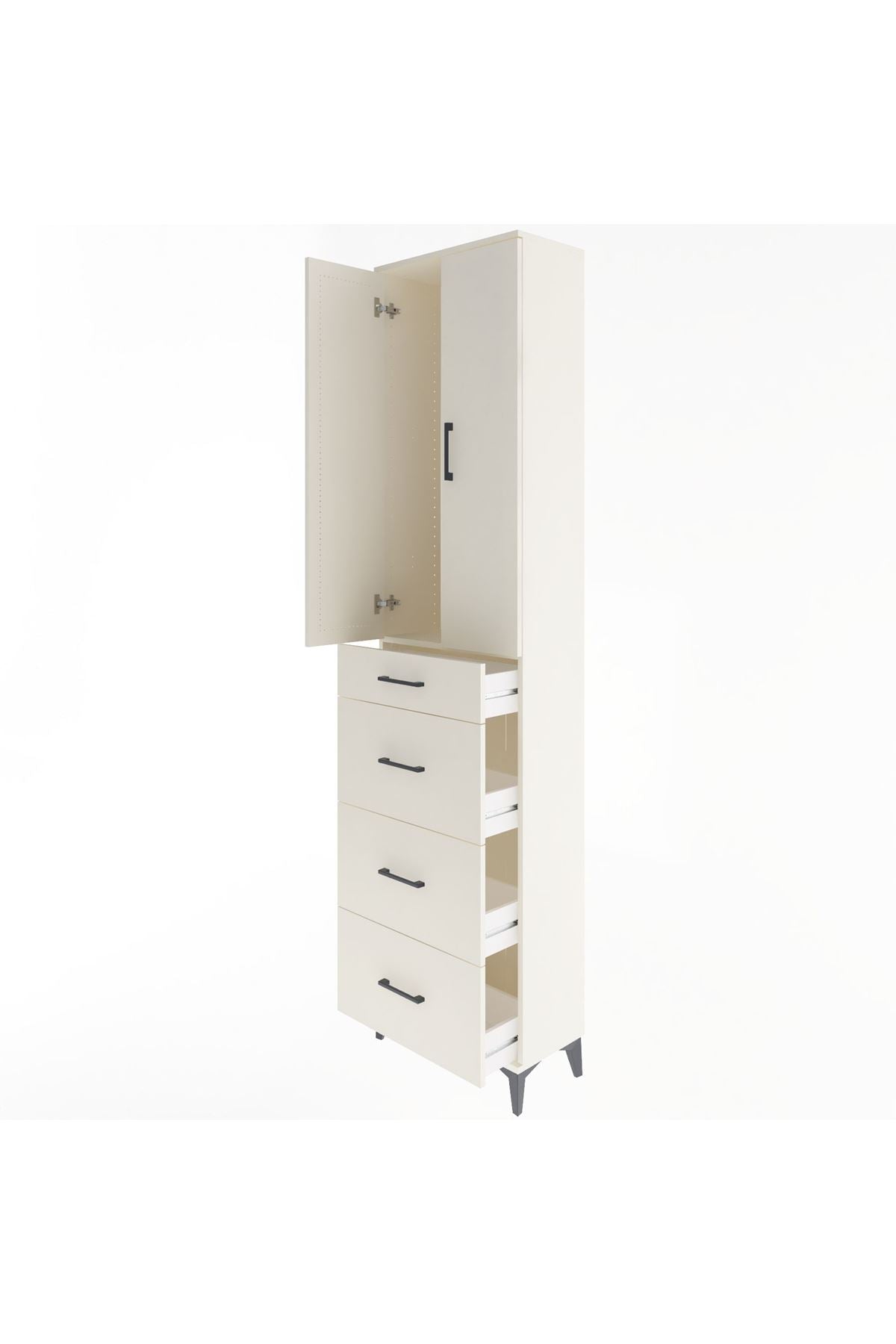 Arges Dolap Tek Raflı 4 Çekmeceli 2 Kapaklı 60x30x243 - S32M074V1A