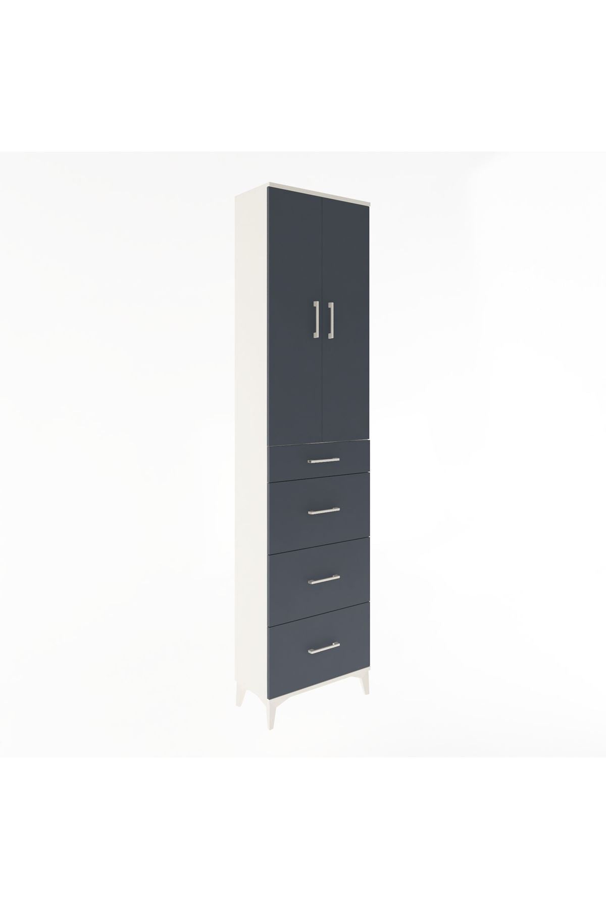 Arges Dolap Tek Raflı 4 Çekmeceli 2 Kapaklı 60x30x243 - S32M074V2A