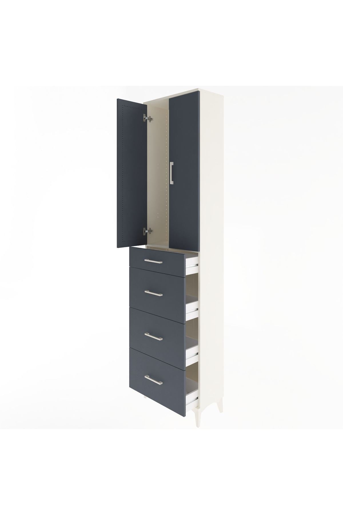 Arges Dolap Tek Raflı 4 Çekmeceli 2 Kapaklı 60x30x243 - S32M074V2A