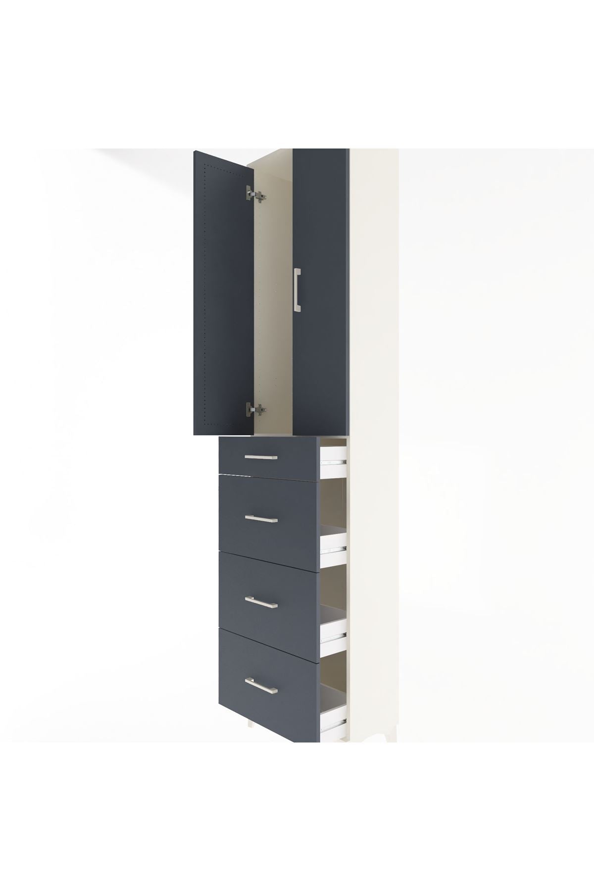 Arges Dolap Tek Raflı 4 Çekmeceli 2 Kapaklı 60x30x243 - S32M074V2A