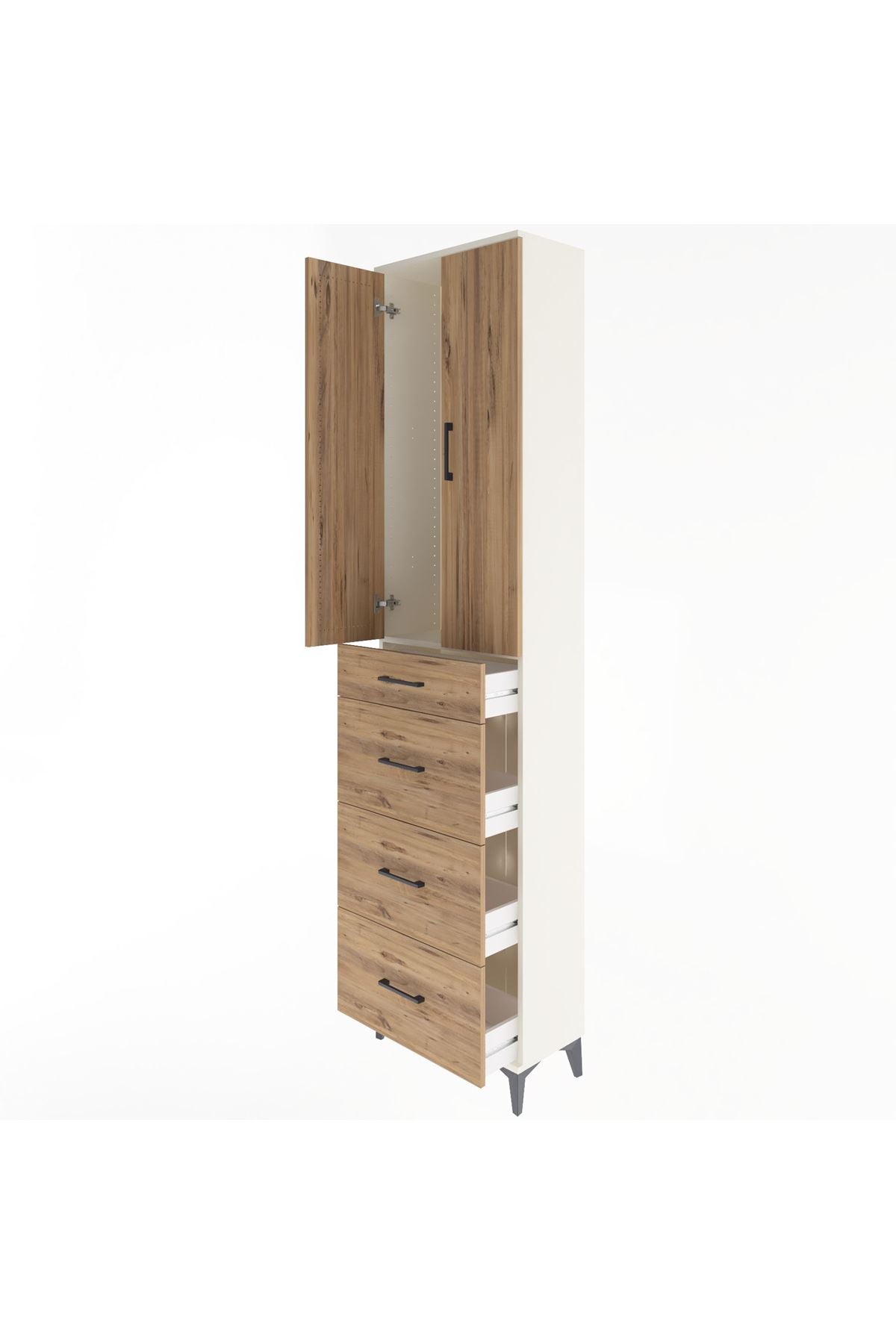 Arges Dolap Tek Raflı 4 Çekmeceli 2 Kapaklı 60x30x243 - S32M074V3A