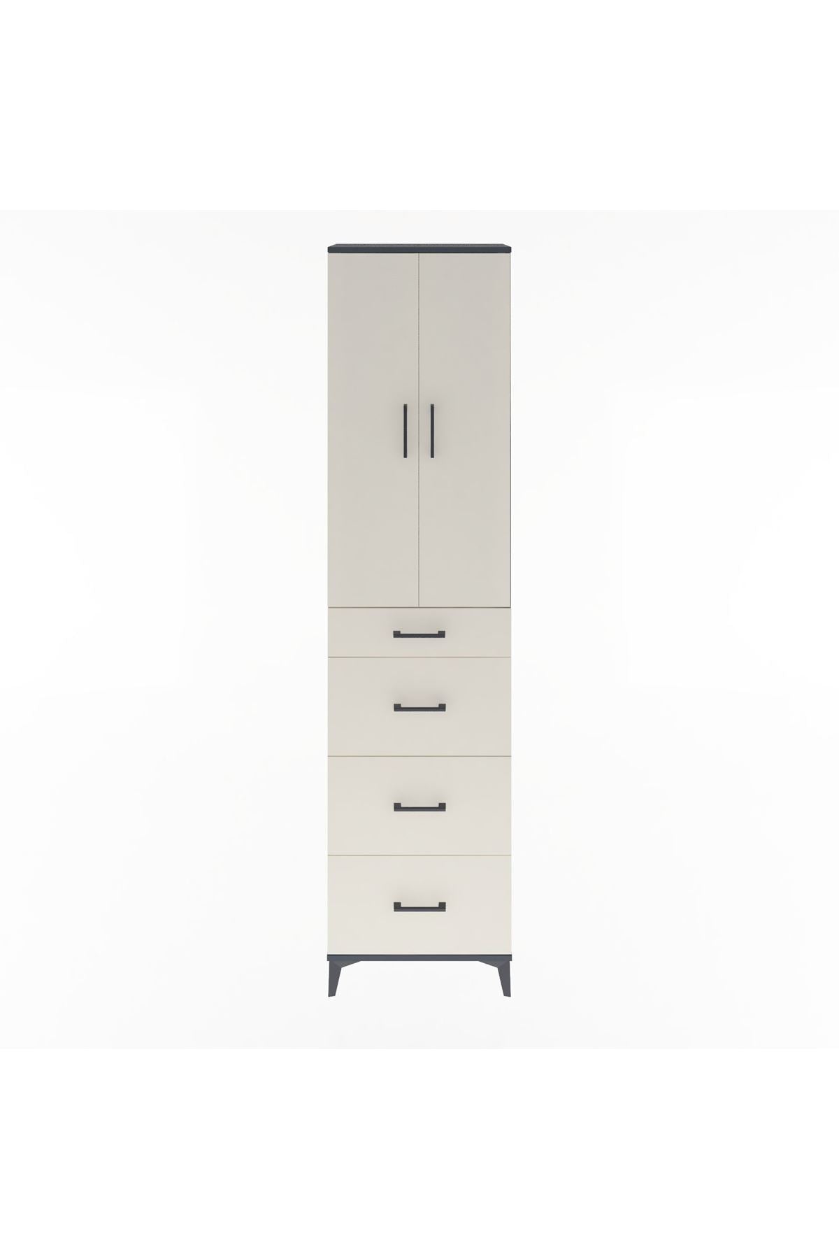 Arges Dolap Tek Raflı 4 Çekmeceli 2 Kapaklı 60x30x243 - S32M074V4A