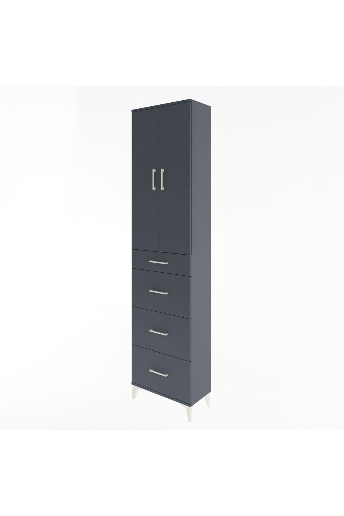 Arges Dolap Tek Raflı 4 Çekmeceli 2 Kapaklı 60x30x243 - S32M074V5A