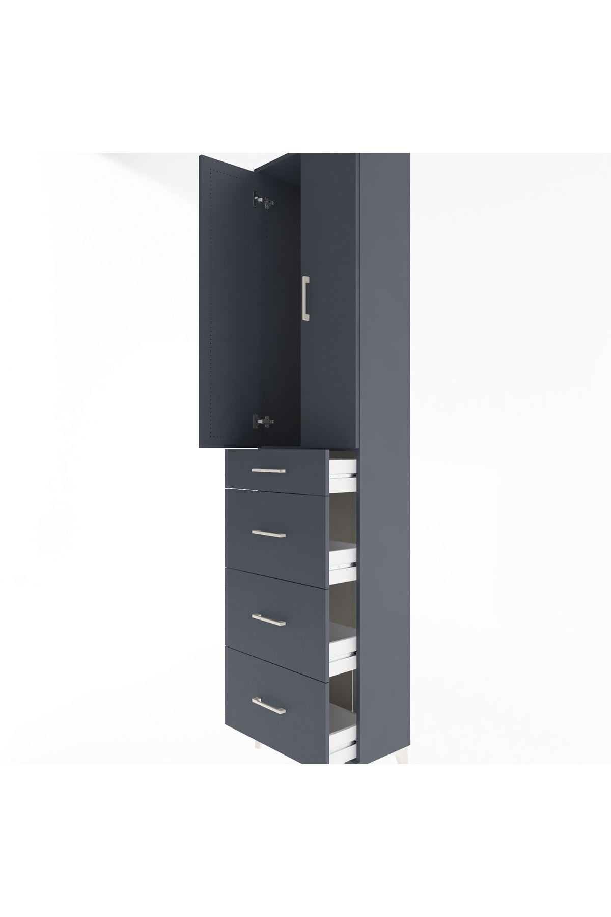 Arges Dolap Tek Raflı 4 Çekmeceli 2 Kapaklı 60x30x243 - S32M074V5A