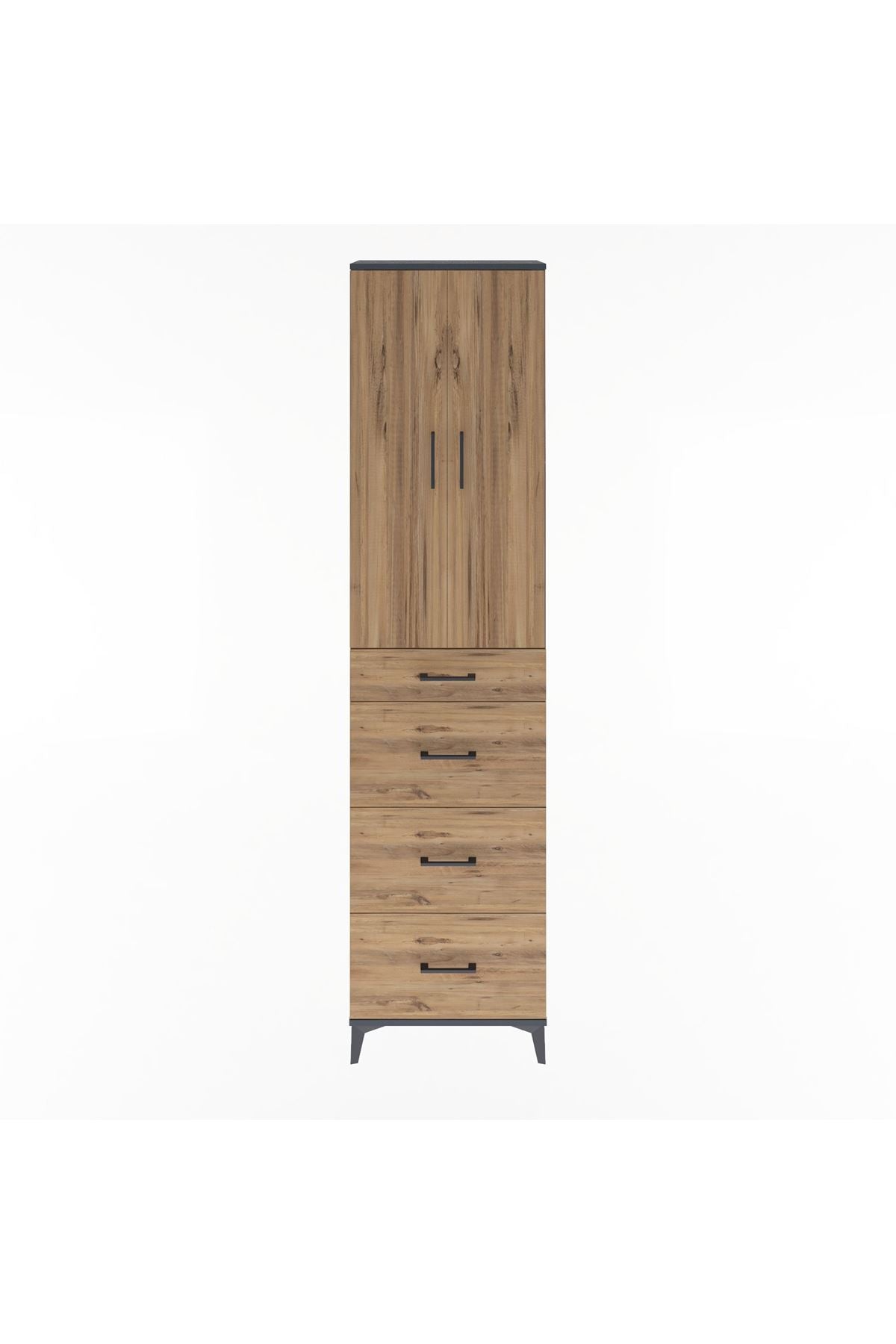 Arges Dolap Tek Raflı 4 Çekmeceli 2 Kapaklı 60x30x243 - S32M074V6A