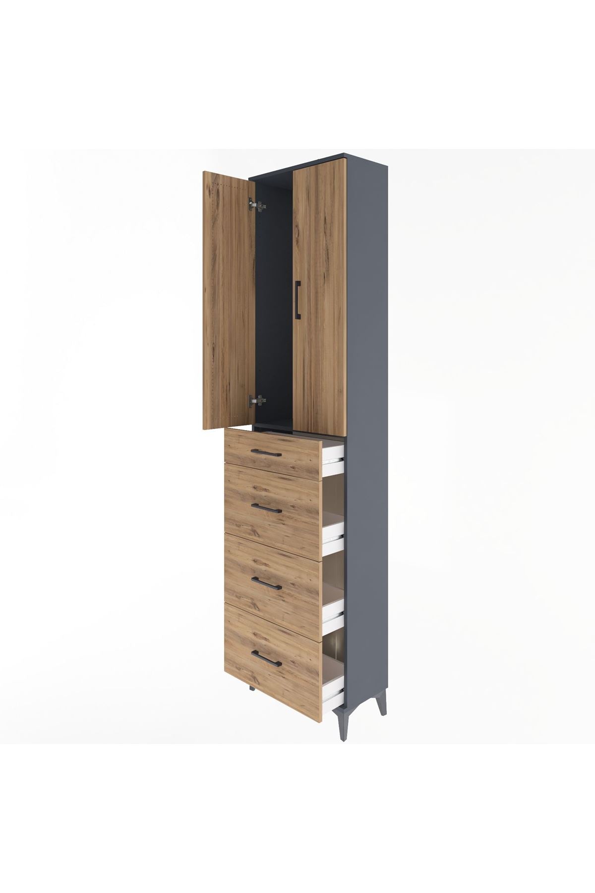 Arges Dolap Tek Raflı 4 Çekmeceli 2 Kapaklı 60x30x243 - S32M074V6A