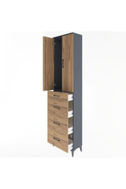 Arges Dolap Tek Raflı 4 Çekmeceli 2 Kapaklı 60x30x243 - S32M074V6A