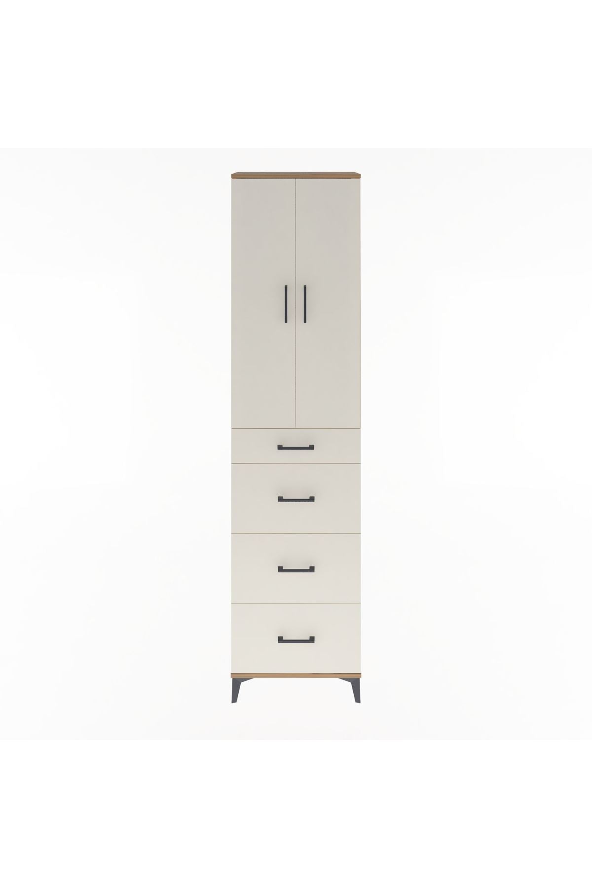 Arges Dolap Tek Raflı 4 Çekmeceli 2 Kapaklı 60x30x243 - S32M074V7A
