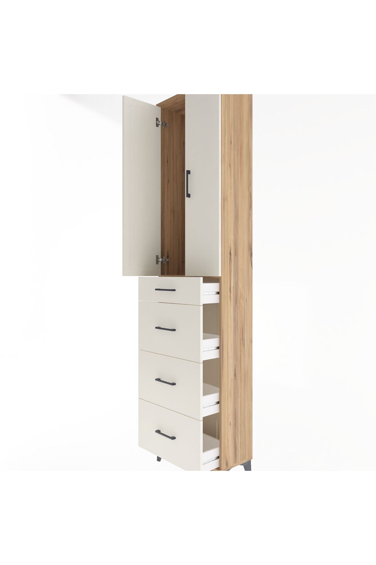 Arges Dolap Tek Raflı 4 Çekmeceli 2 Kapaklı 60x30x243 - S32M074V7A