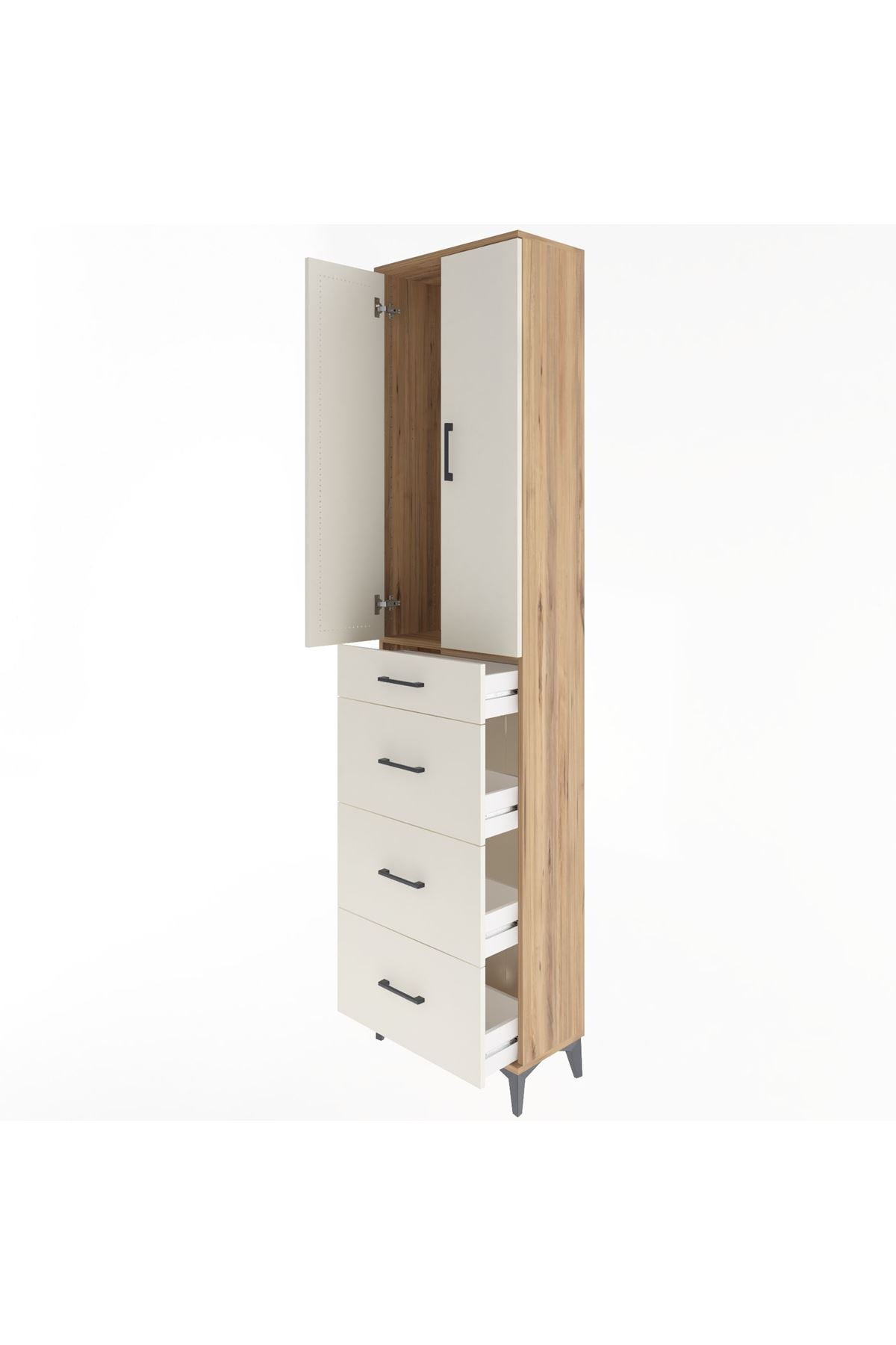 Arges Dolap Tek Raflı 4 Çekmeceli 2 Kapaklı 60x30x243 - S32M074V7A