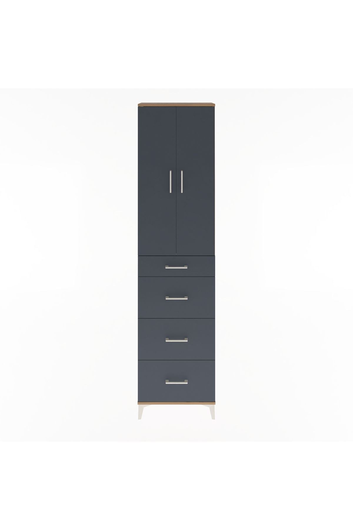 Arges Dolap Tek Raflı 4 Çekmeceli 2 Kapaklı 60x30x243 - S32M074V8A