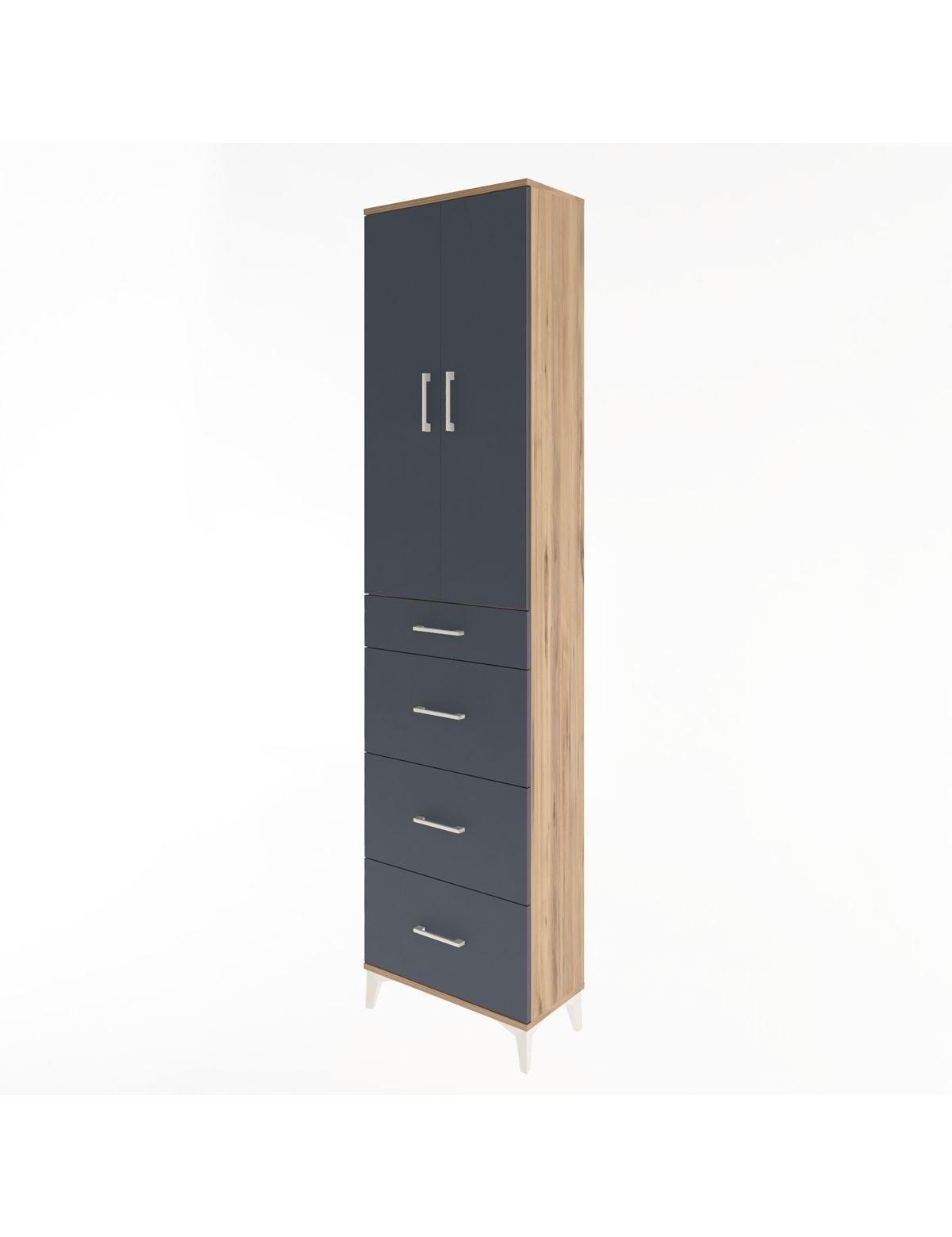 Arges Dolap Tek Raflı 4 Çekmeceli 2 Kapaklı 60x30x243 - S32M074V8A