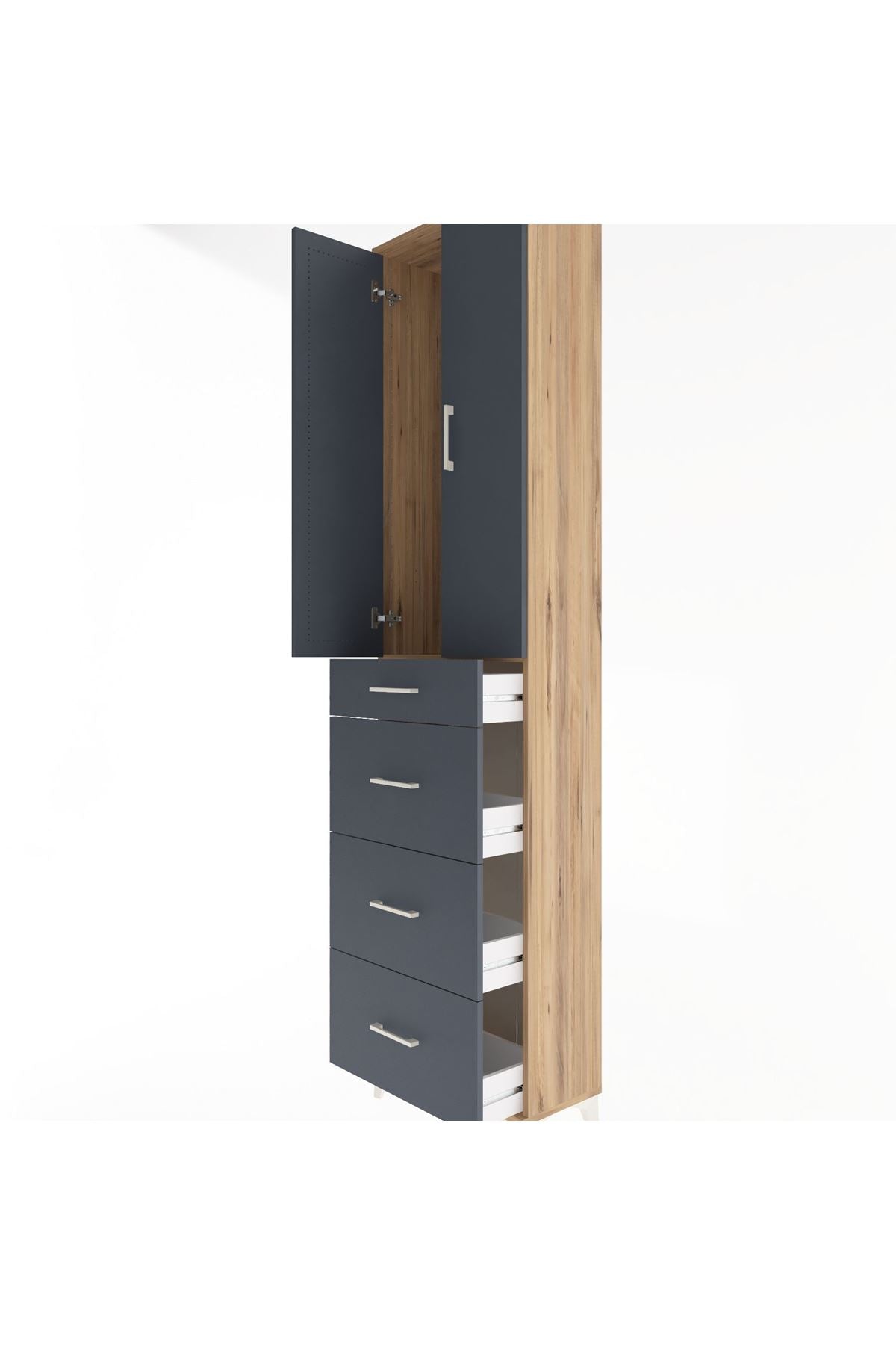 Arges Dolap Tek Raflı 4 Çekmeceli 2 Kapaklı 60x30x243 - S32M074V8A