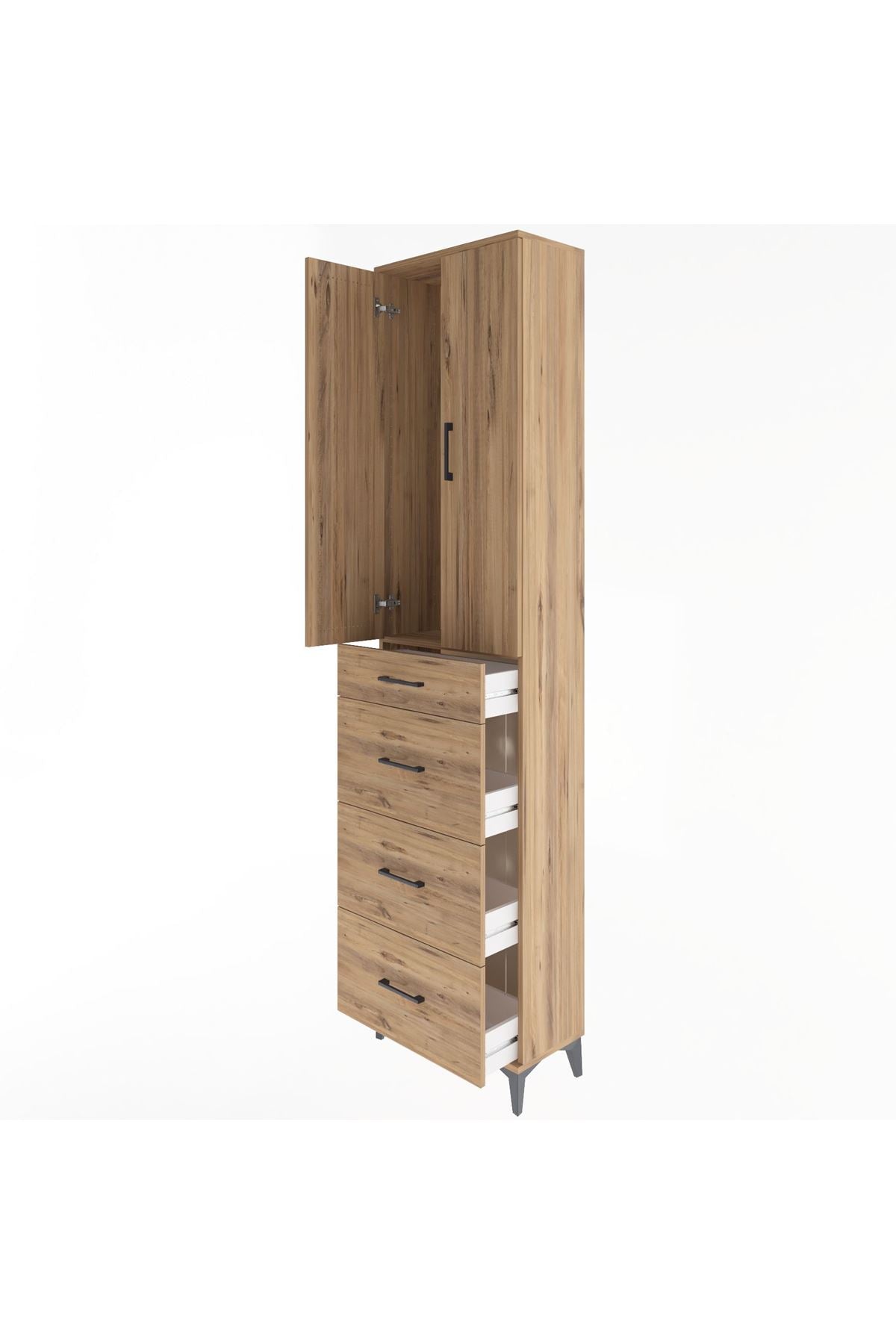 Arges Dolap Tek Raflı 4 Çekmeceli 2 Kapaklı 60x30x243 - S32M074V9A