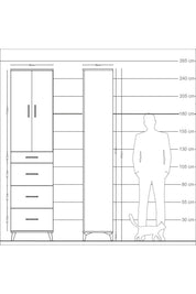 Arges Dolap Tek Raflı 4 Çekmeceli 2 Kapaklı 60x30x243 - S32M074V9A
