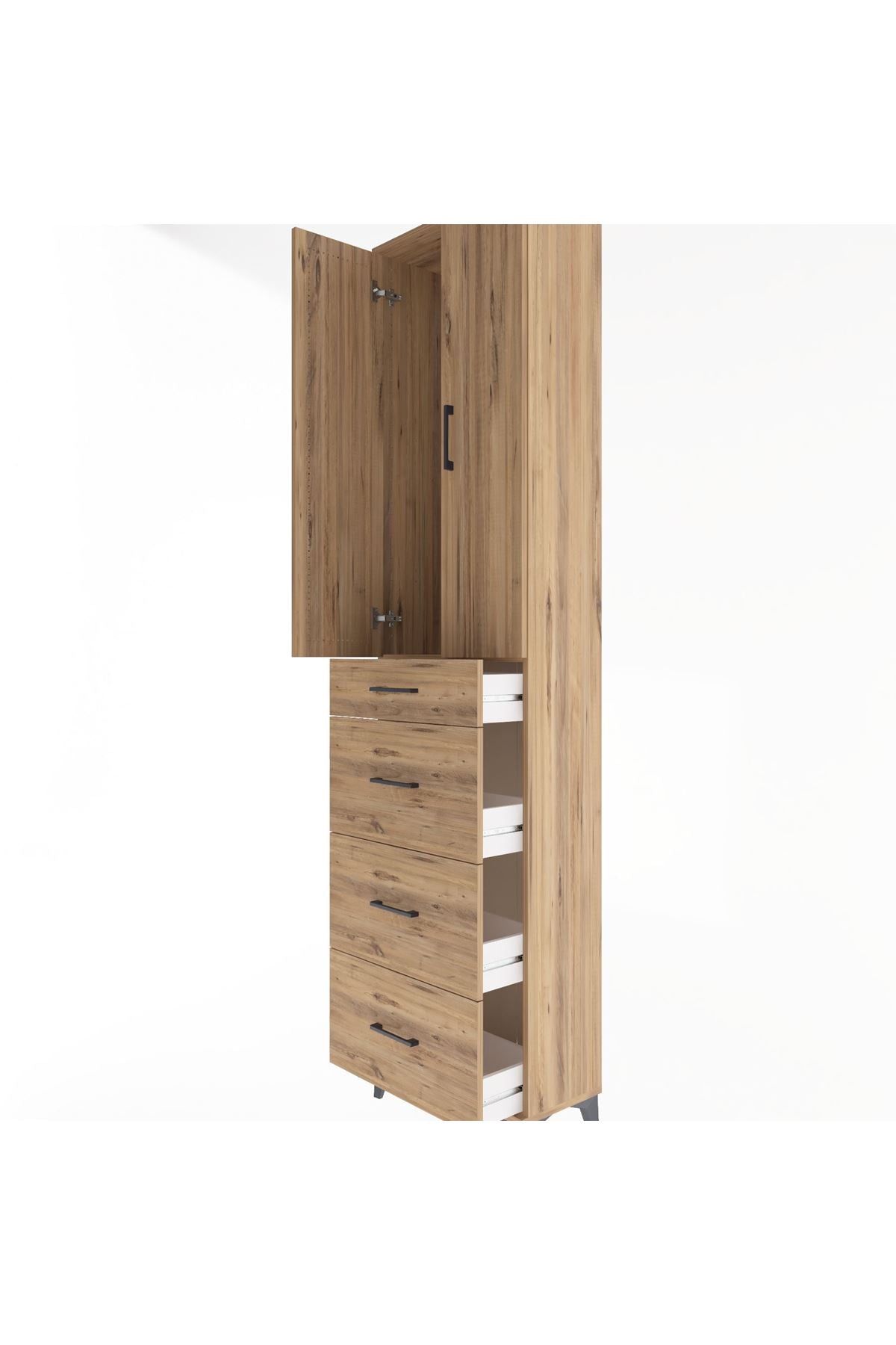 Arges Dolap Tek Raflı 4 Çekmeceli 2 Kapaklı 60x30x243 - S32M074V9A