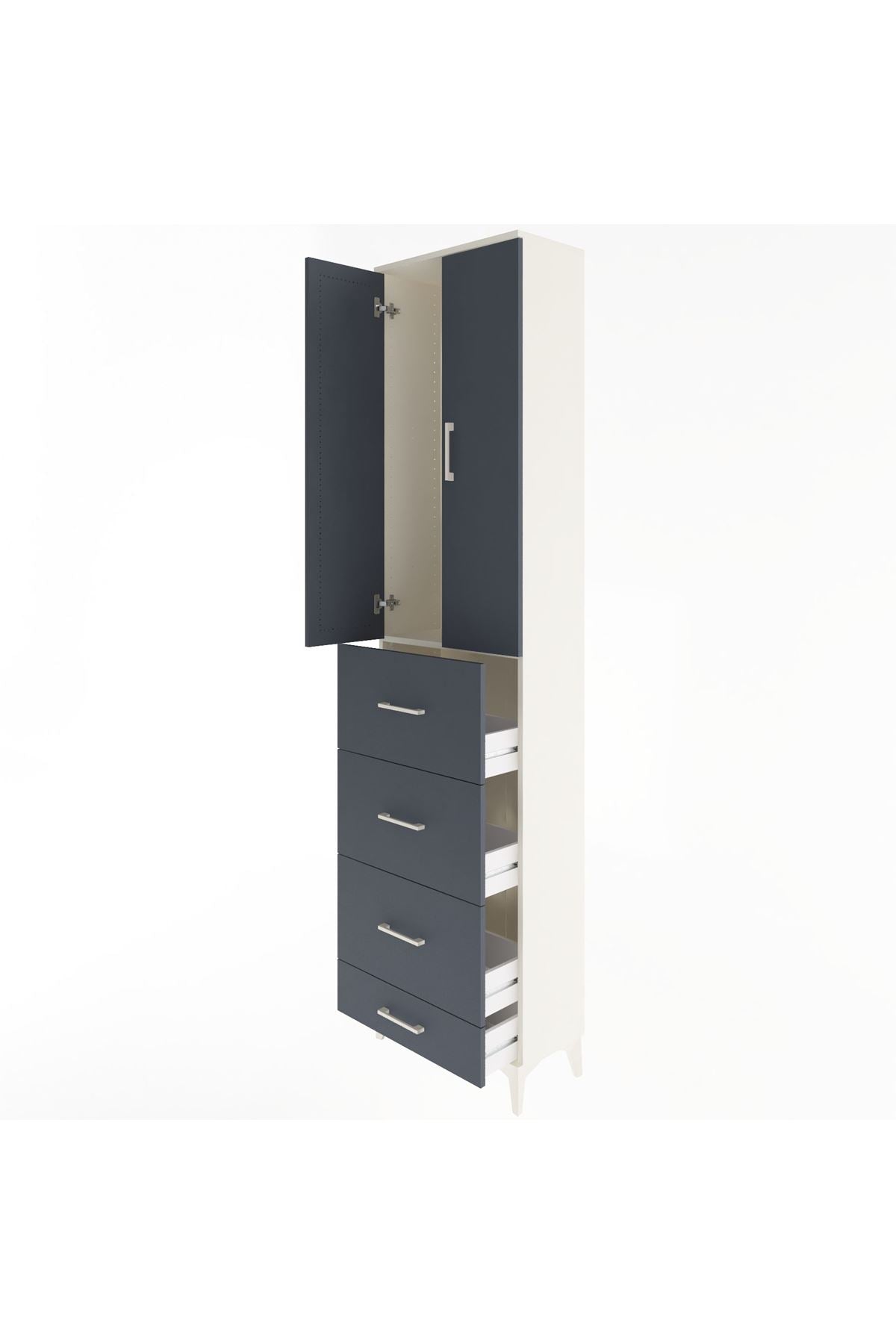 Arges Dolap Tek Raflı 4 Çekmeceli 2 Kapaklı 60x30x243 - S32M075V2A