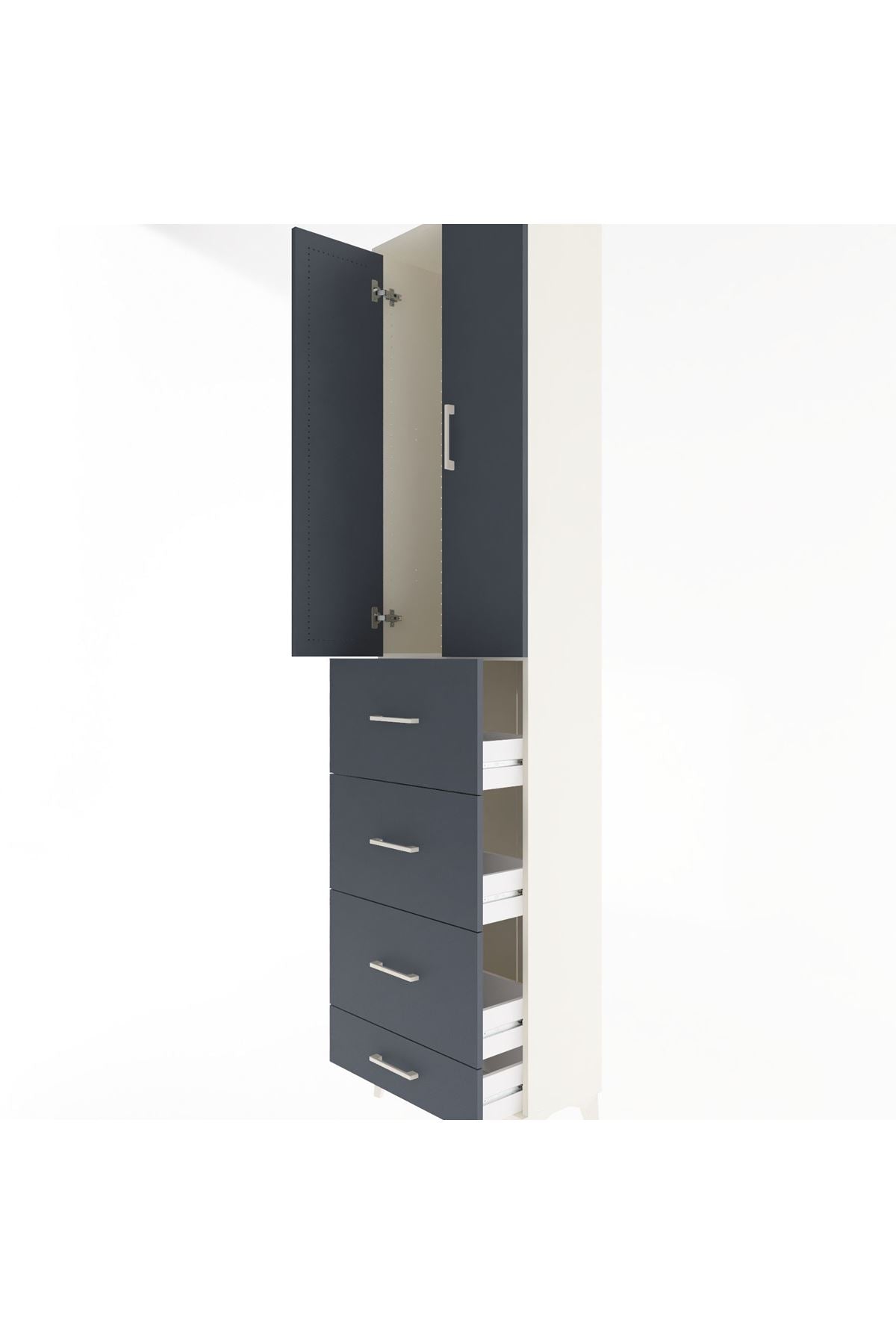 Arges Dolap Tek Raflı 4 Çekmeceli 2 Kapaklı 60x30x243 - S32M075V2A