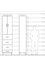 Arges Dolap Tek Raflı 4 Çekmeceli 2 Kapaklı 60x30x243 - S32M075V2A
