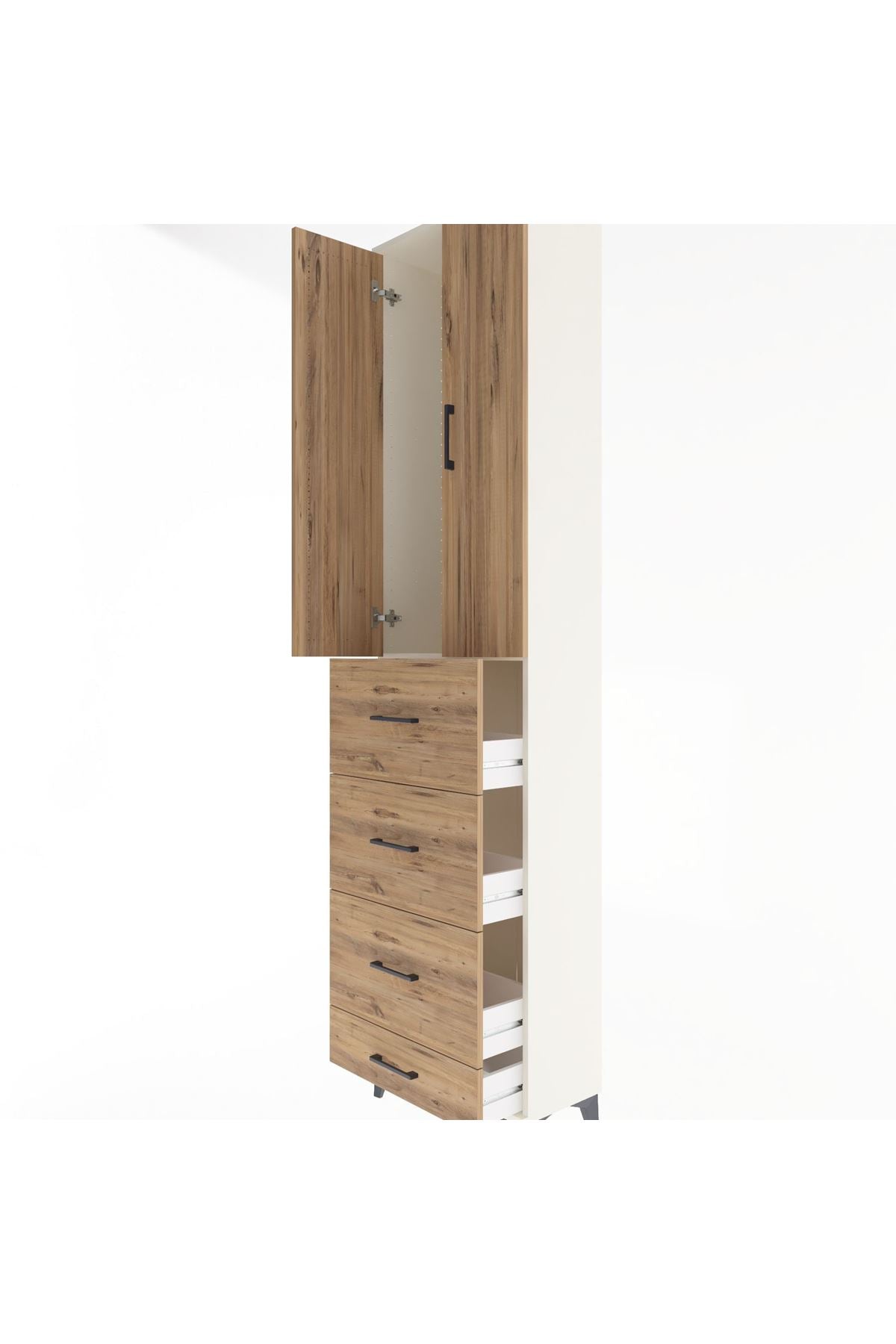 Arges Dolap Tek Raflı 4 Çekmeceli 2 Kapaklı 60x30x243 - S32M075V3A
